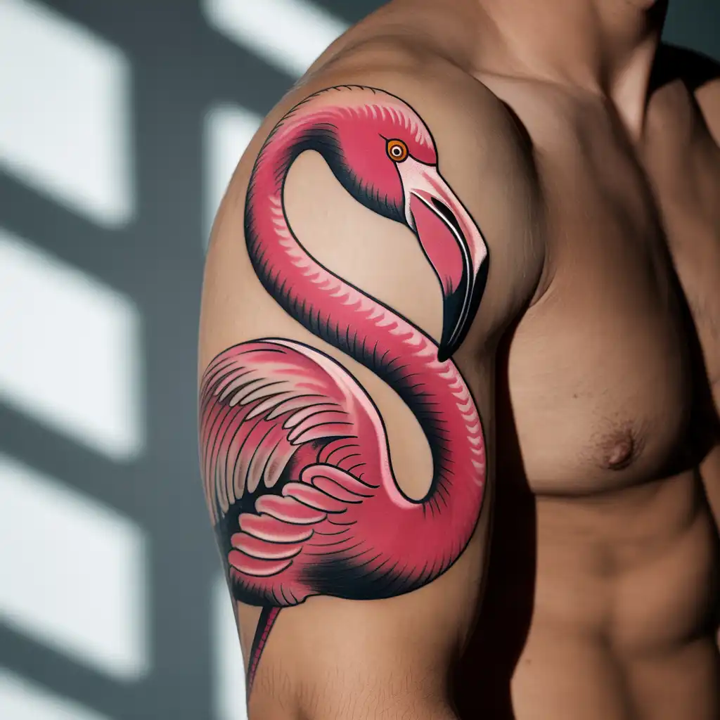 Traditional Flamingo Tattoo