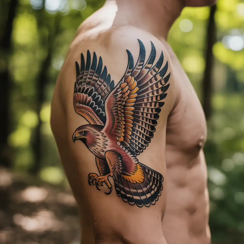 Traditional Hawk Tattoo