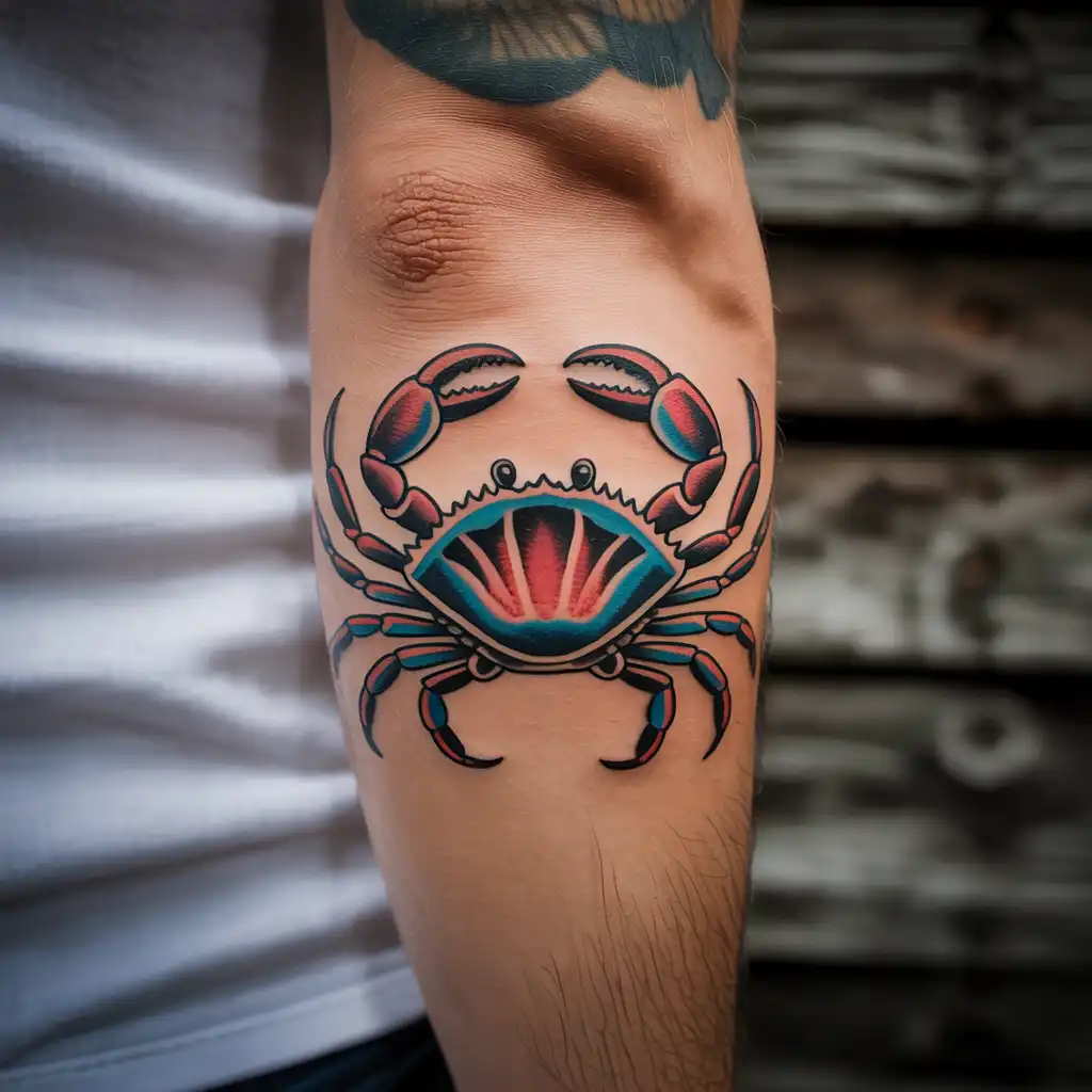 Traditional Nautical Crab Tattoo