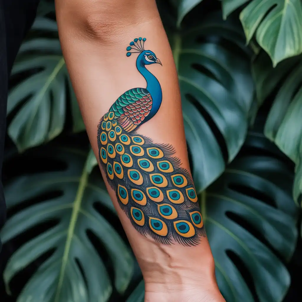 Traditional Peacock Tattoo