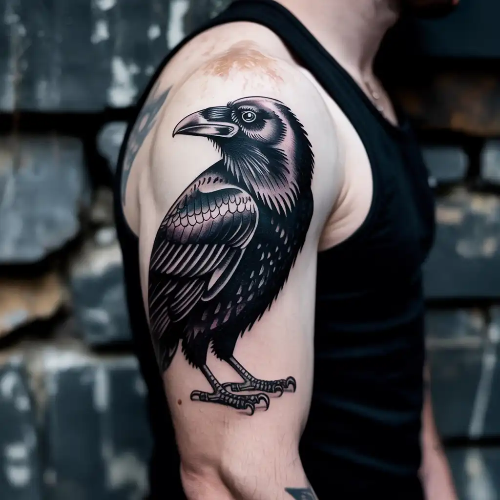 Traditional Raven Tattoo