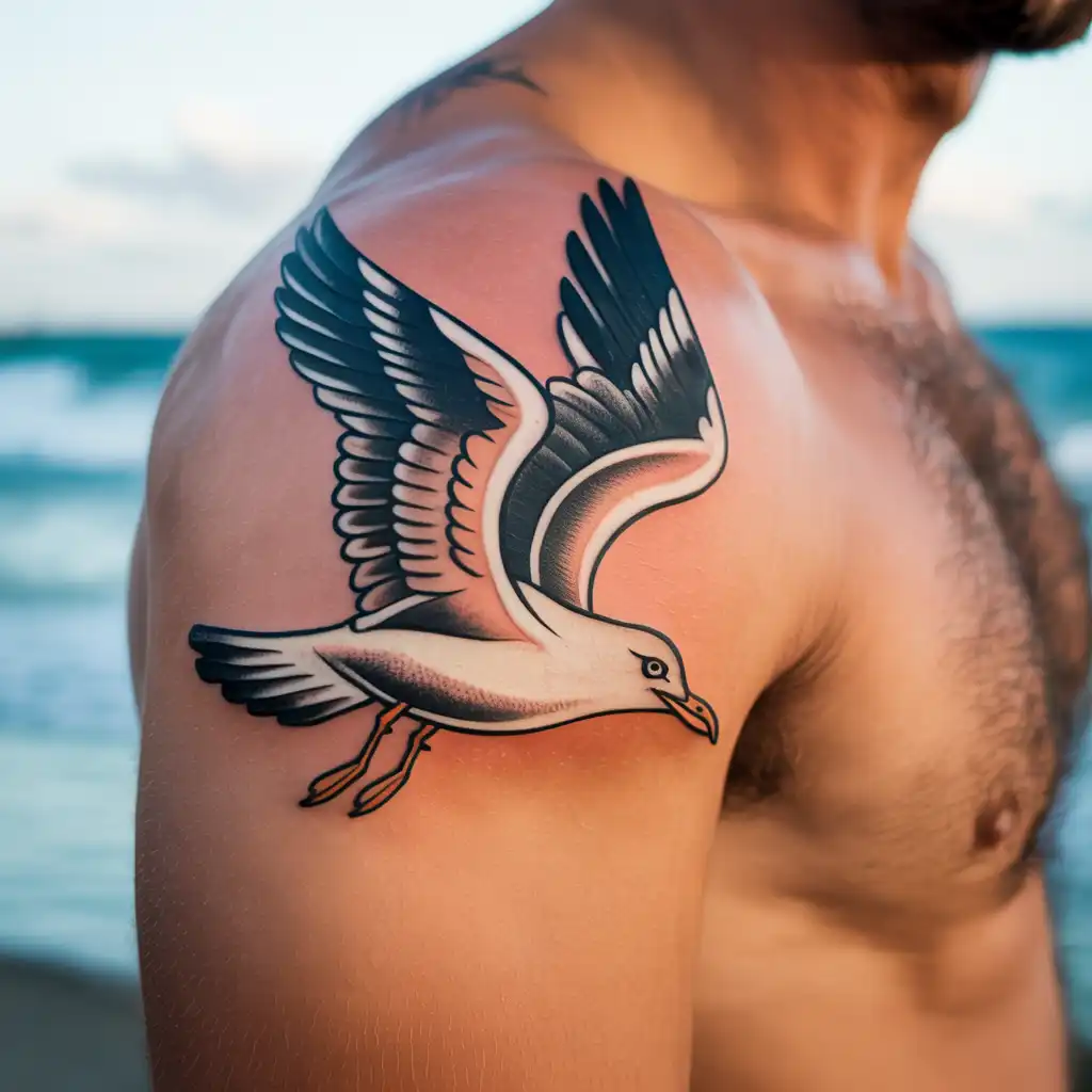 Traditional Seagull Tattoo