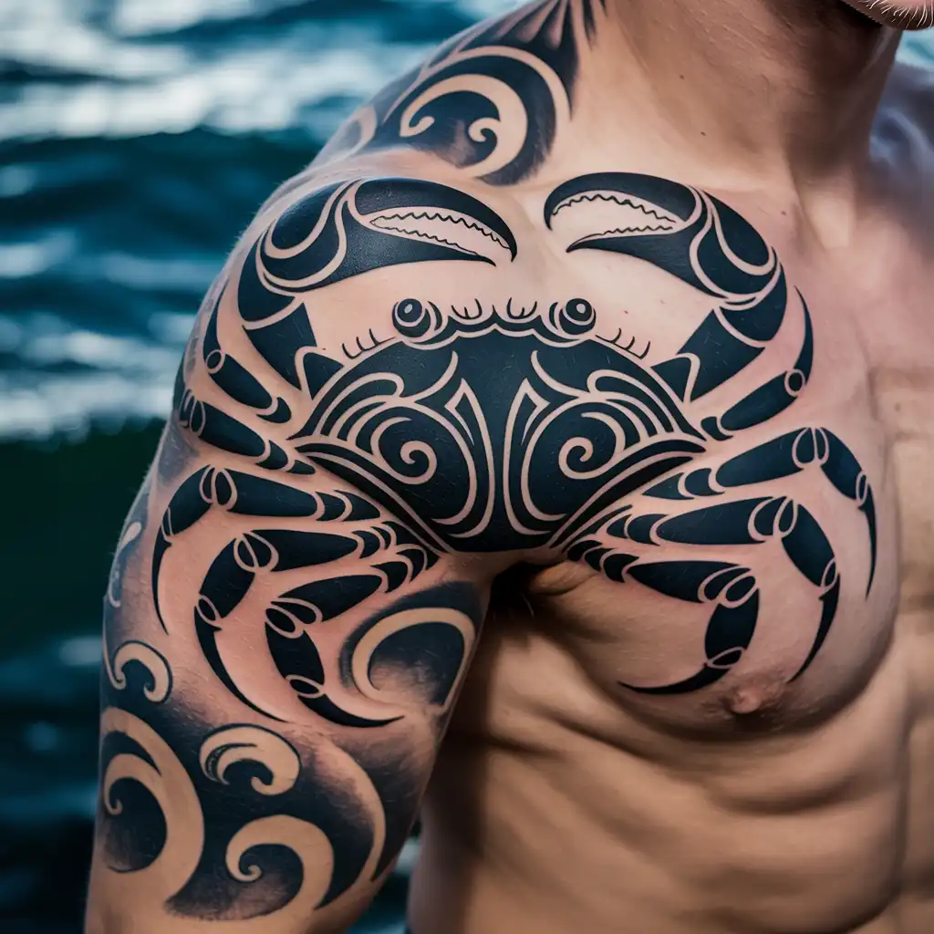 Tribal Crab Tattoo
