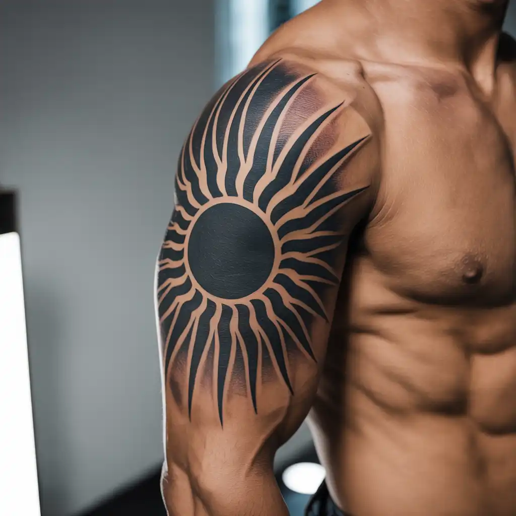 Tribal-Inspired Sun Tattoo