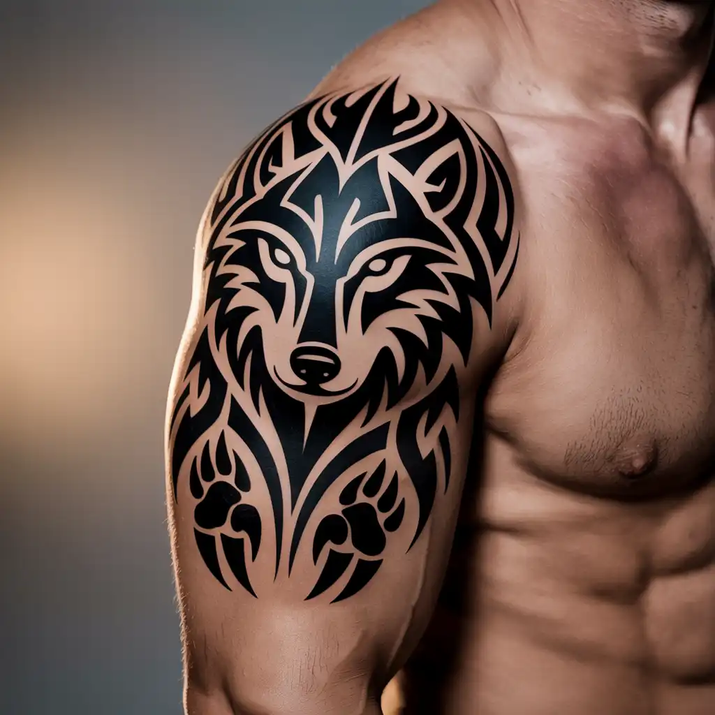 Tribal Wolf Power Tattoo