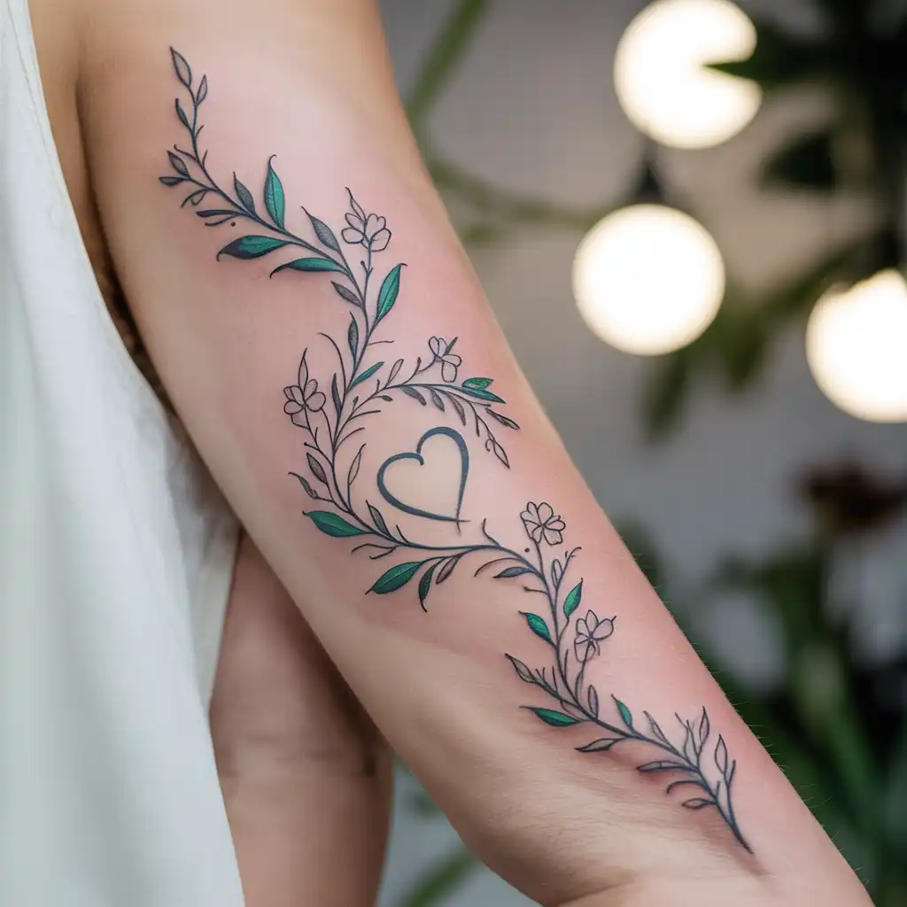 Vine and Heart Symbol Tattoo