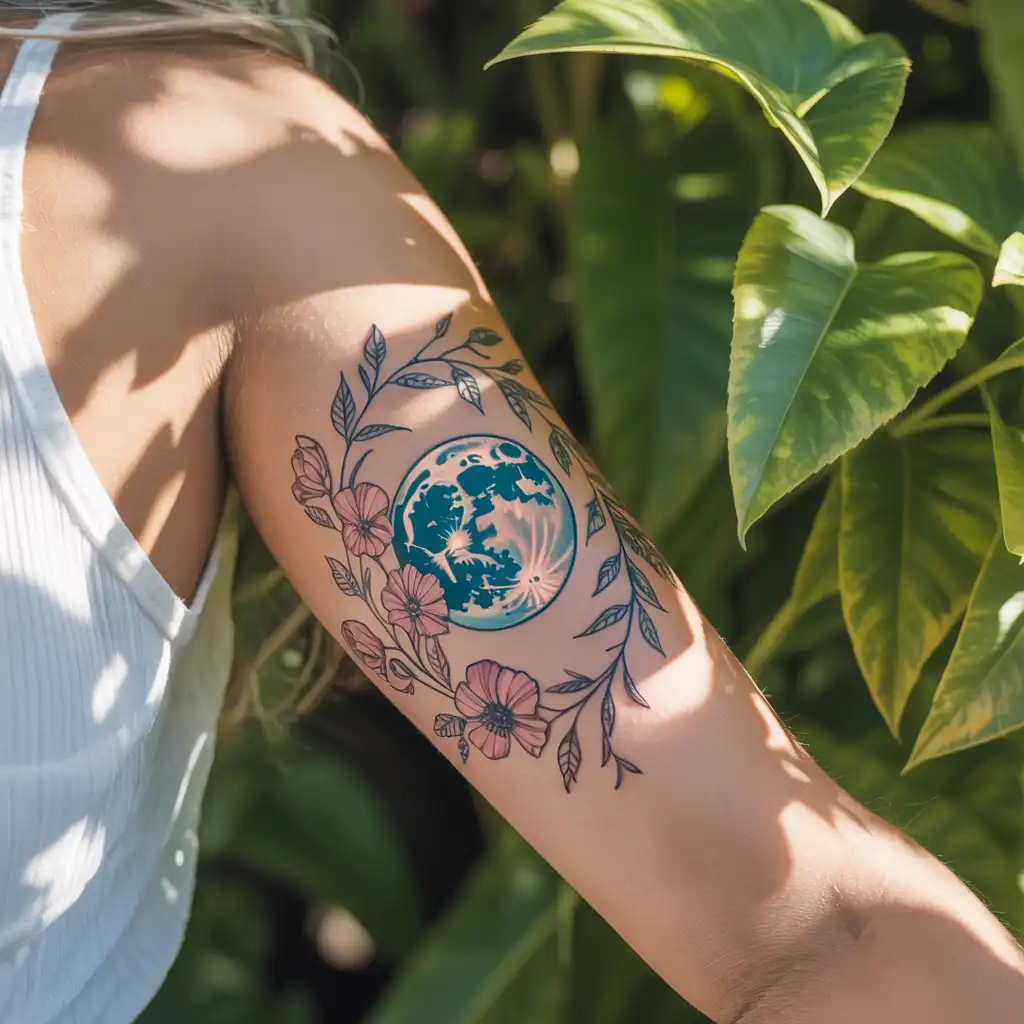 Vine and Moon Tattoo