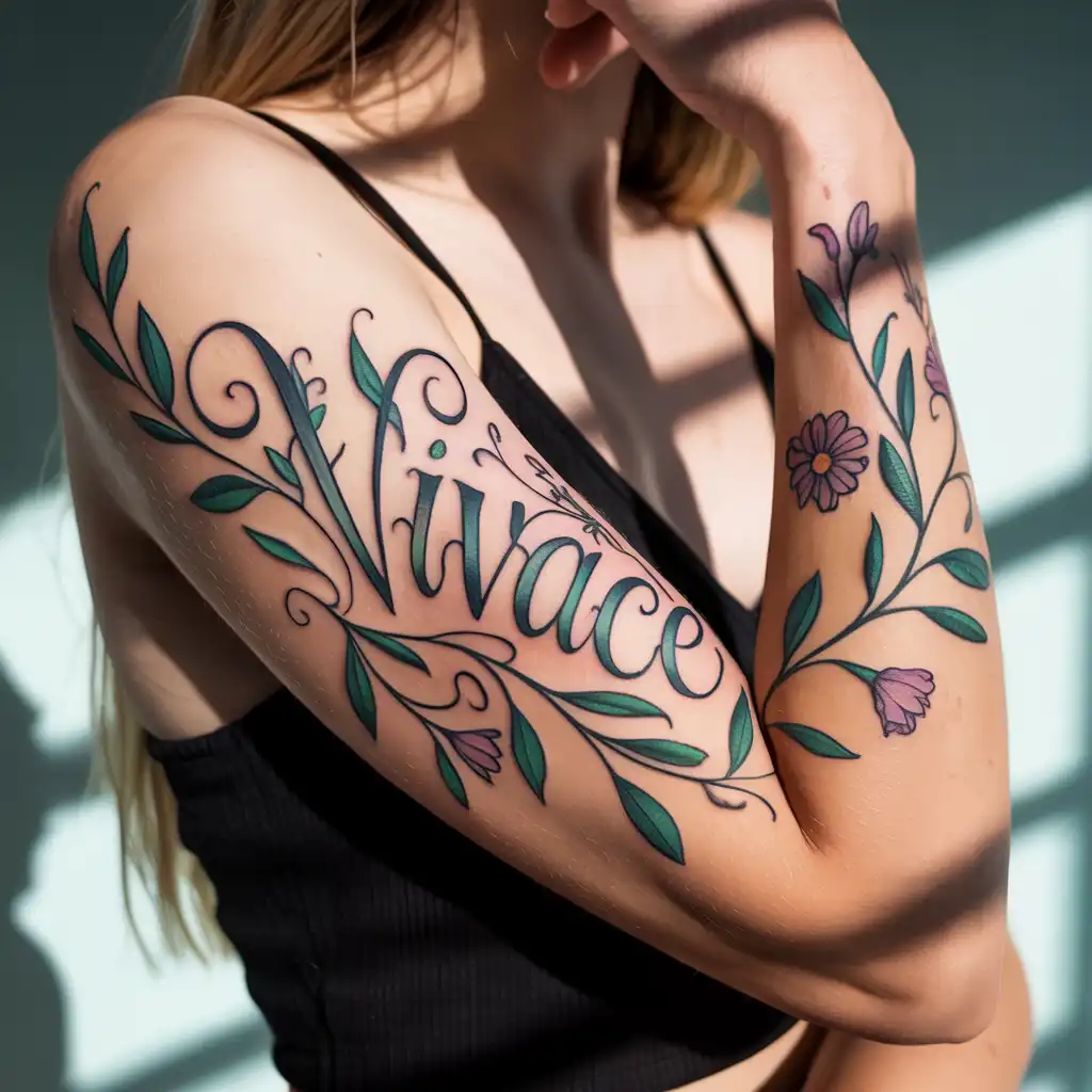 Vine and Script Arm Tattoo