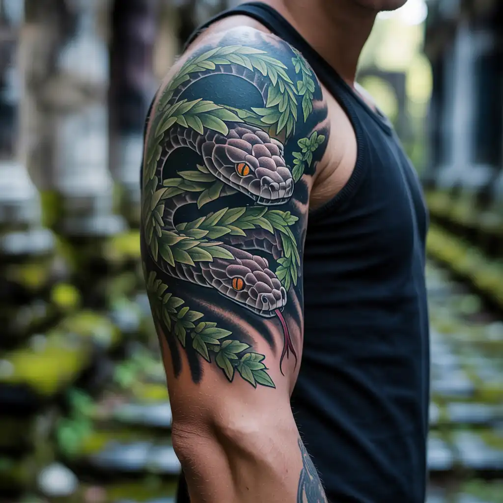 Vine and Snake Arm Tattoo