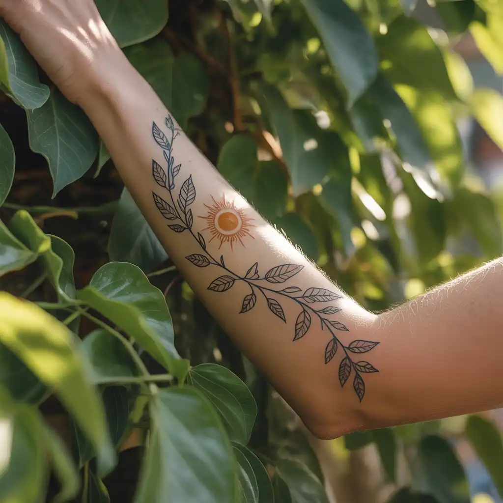 Vine and Sun Tattoo