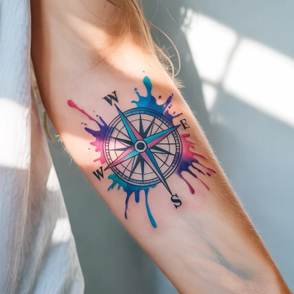 Watercolor Compass Splash