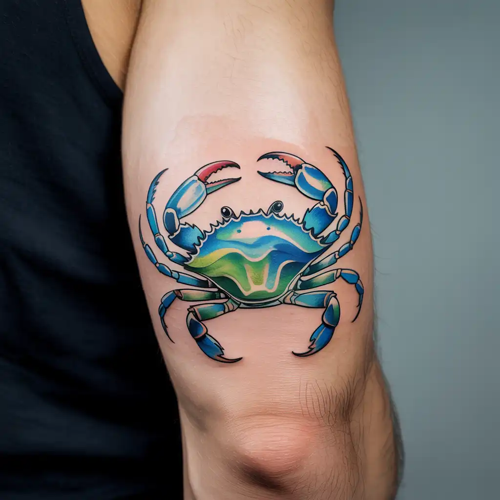 Watercolor Crab Tattoo