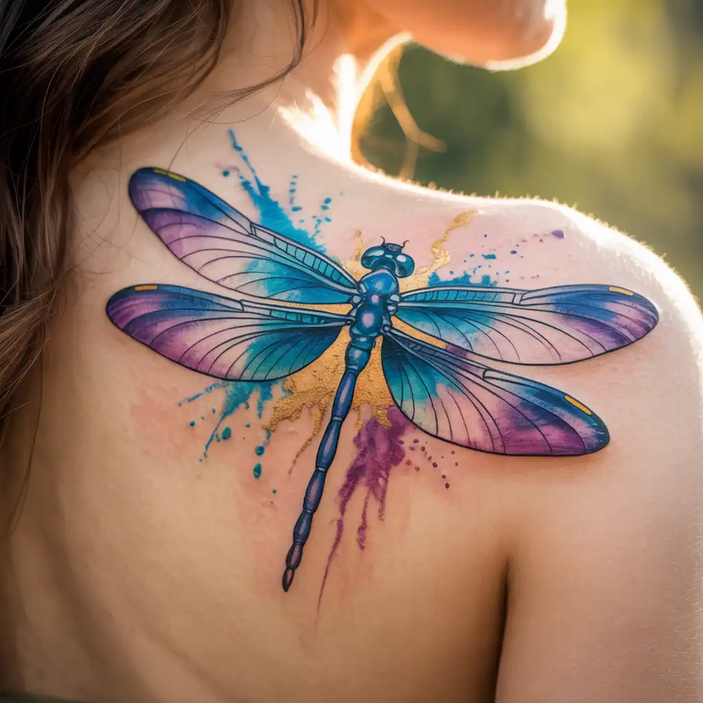 Watercolor Dragonfly Tattoo