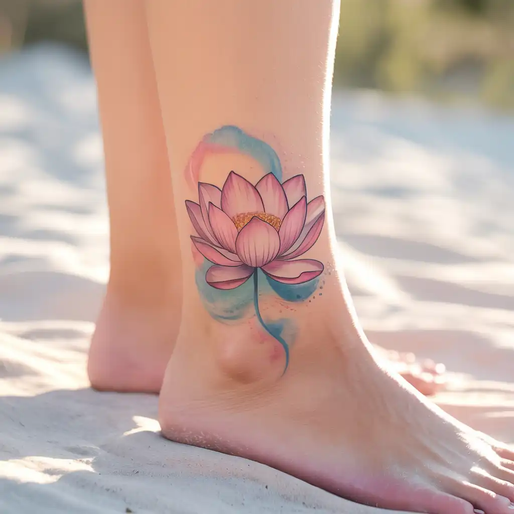 Watercolor Lotus Tattoo