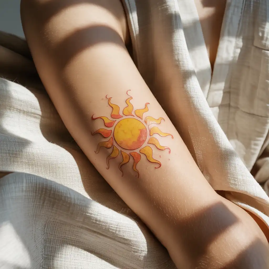Watercolor Sun Tattoo