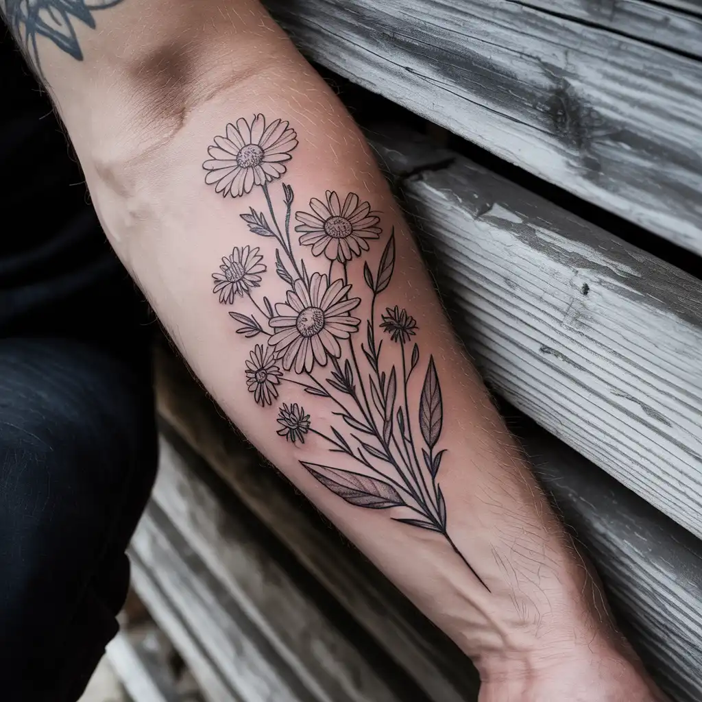 Wildflower Blackwork Tattoo