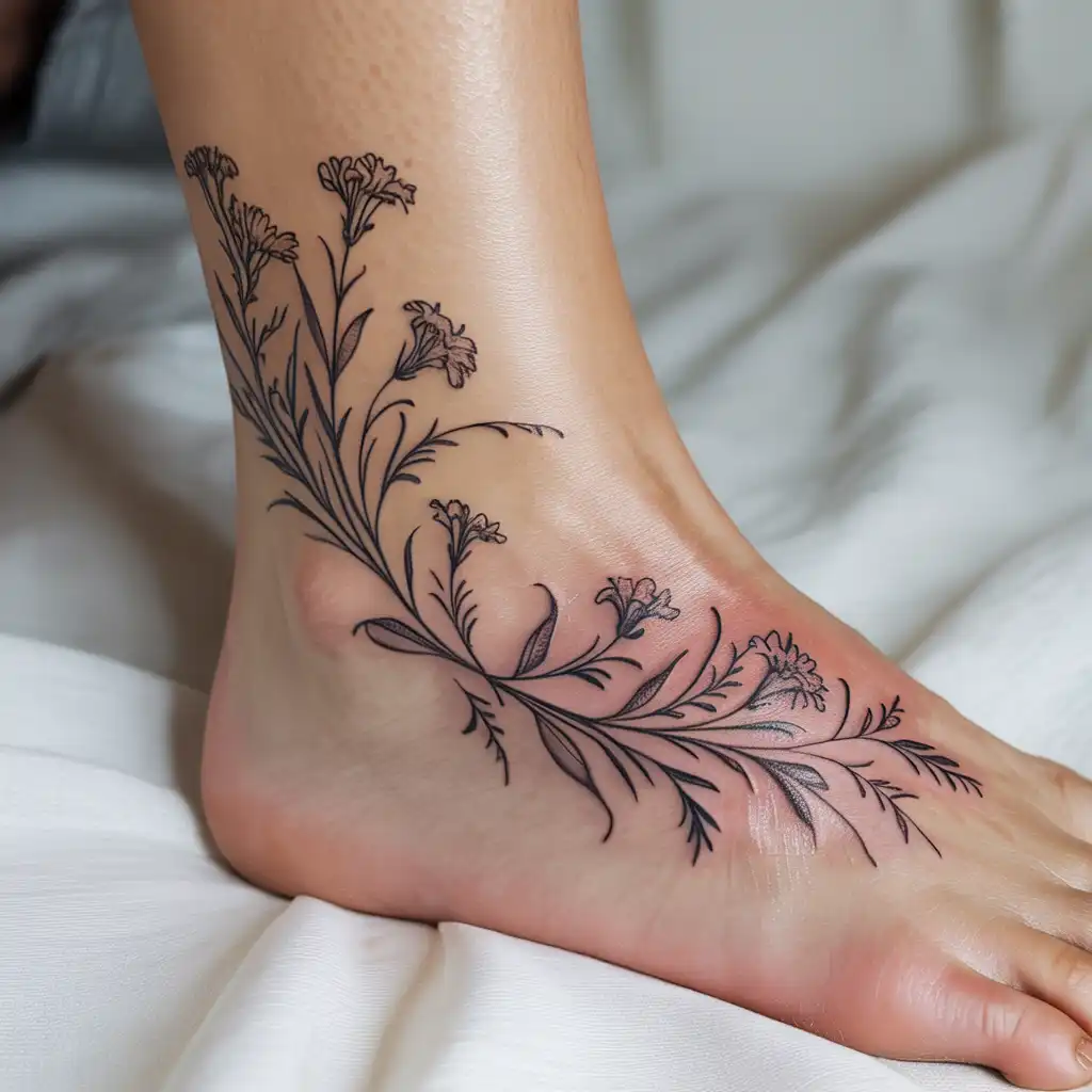 Wildflower Wrap Ankle Tattoo