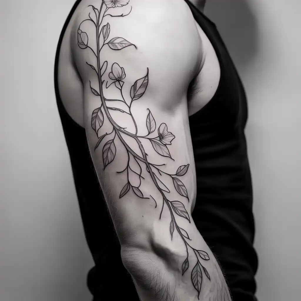 Loose Sketch Vine Tattoo