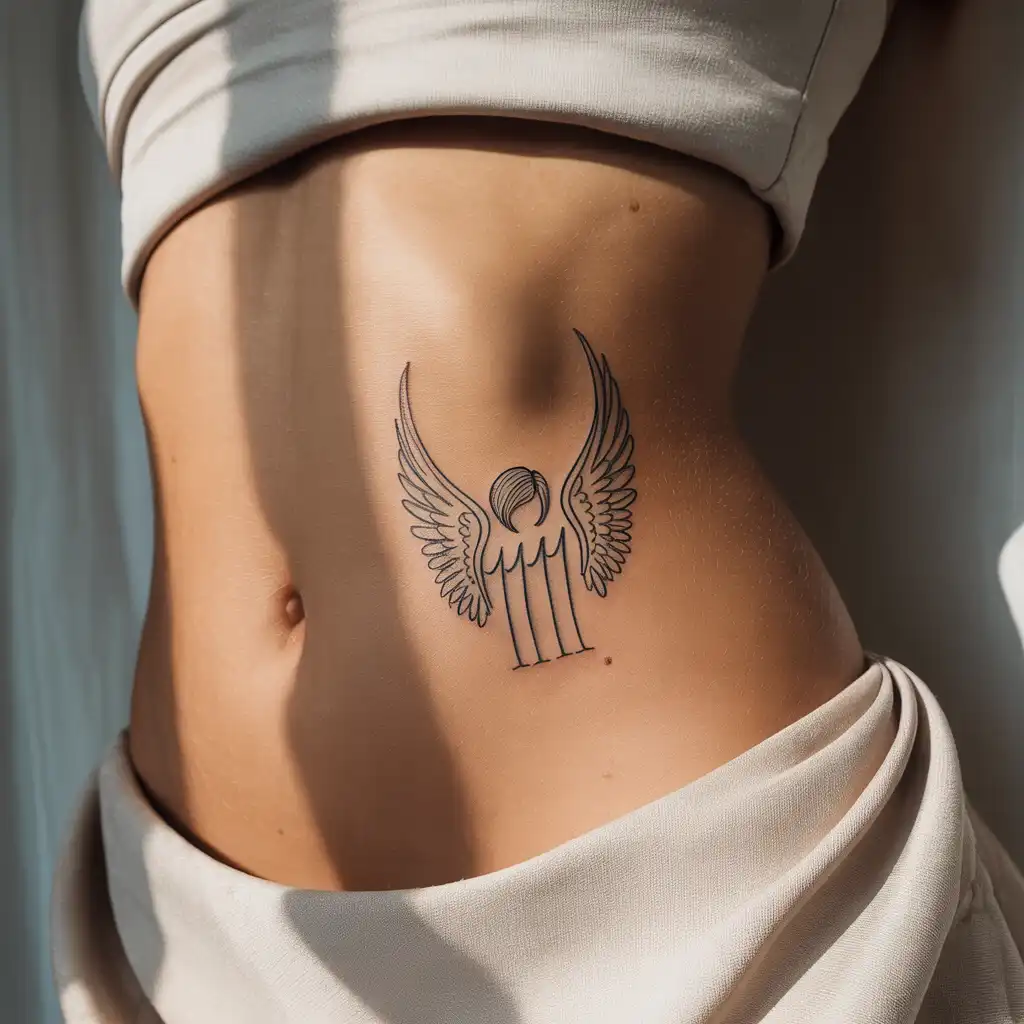 Angel Number Stomach Tattoo