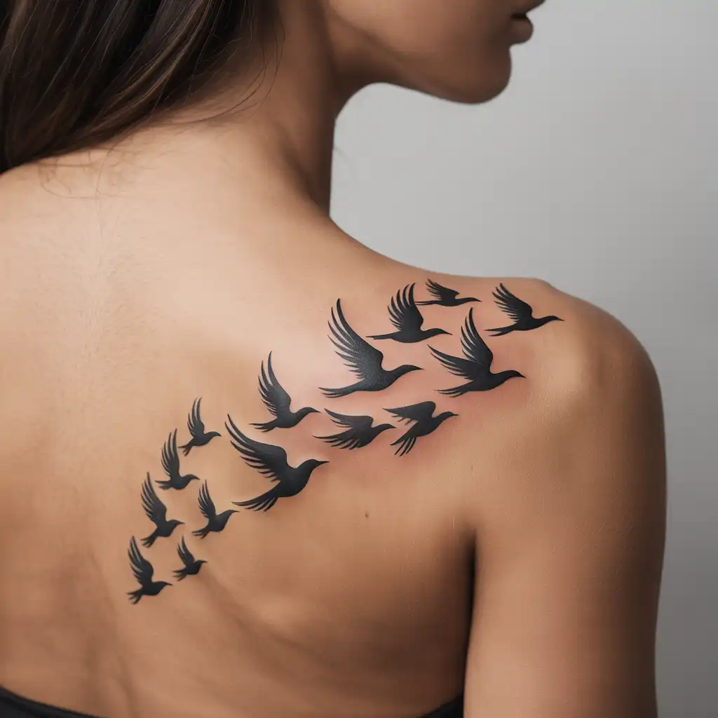 Bird Flight Back Tattoo