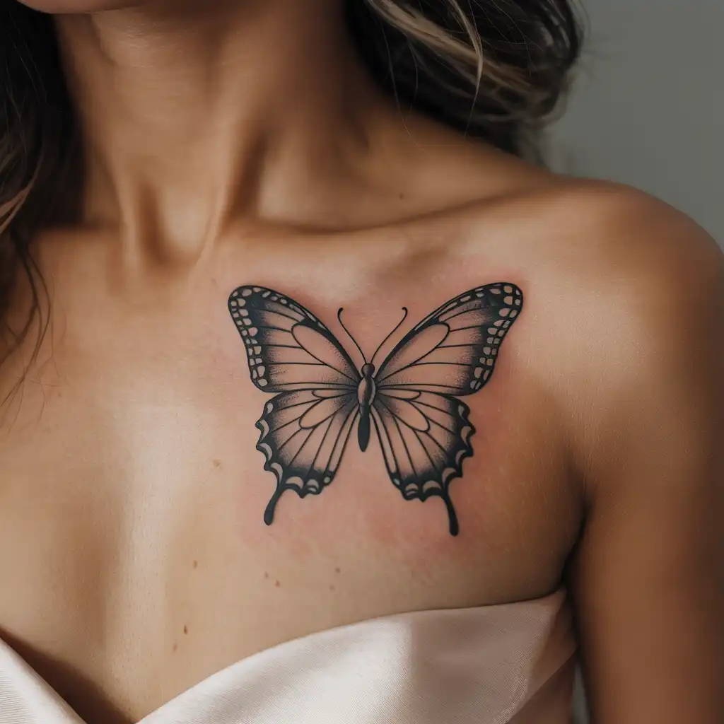 Butterfly Chest Tattoo