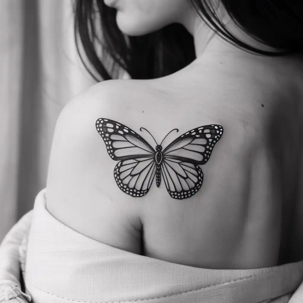 Butterfly Line Drawing Tattoo