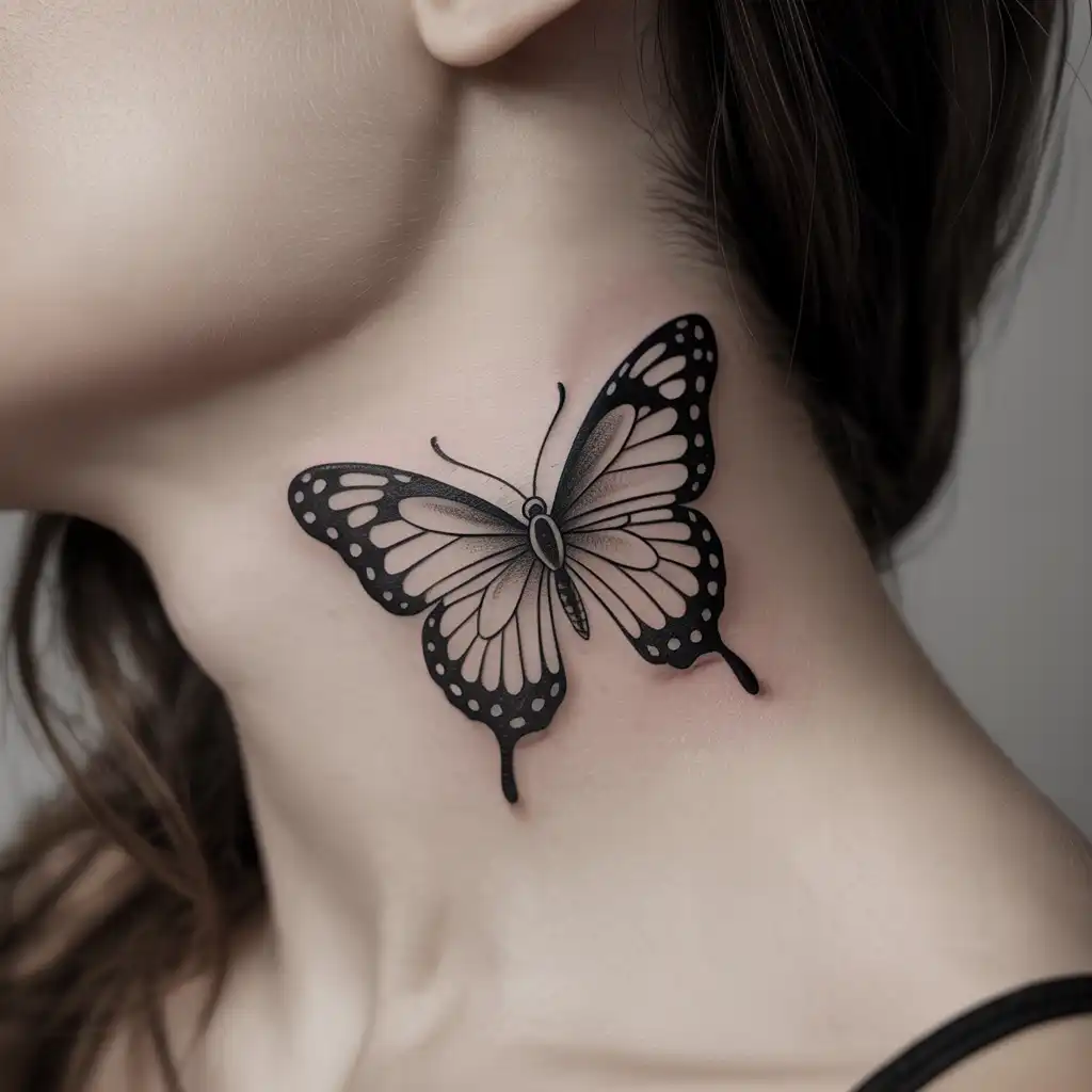 Butterfly Neck Tattoo