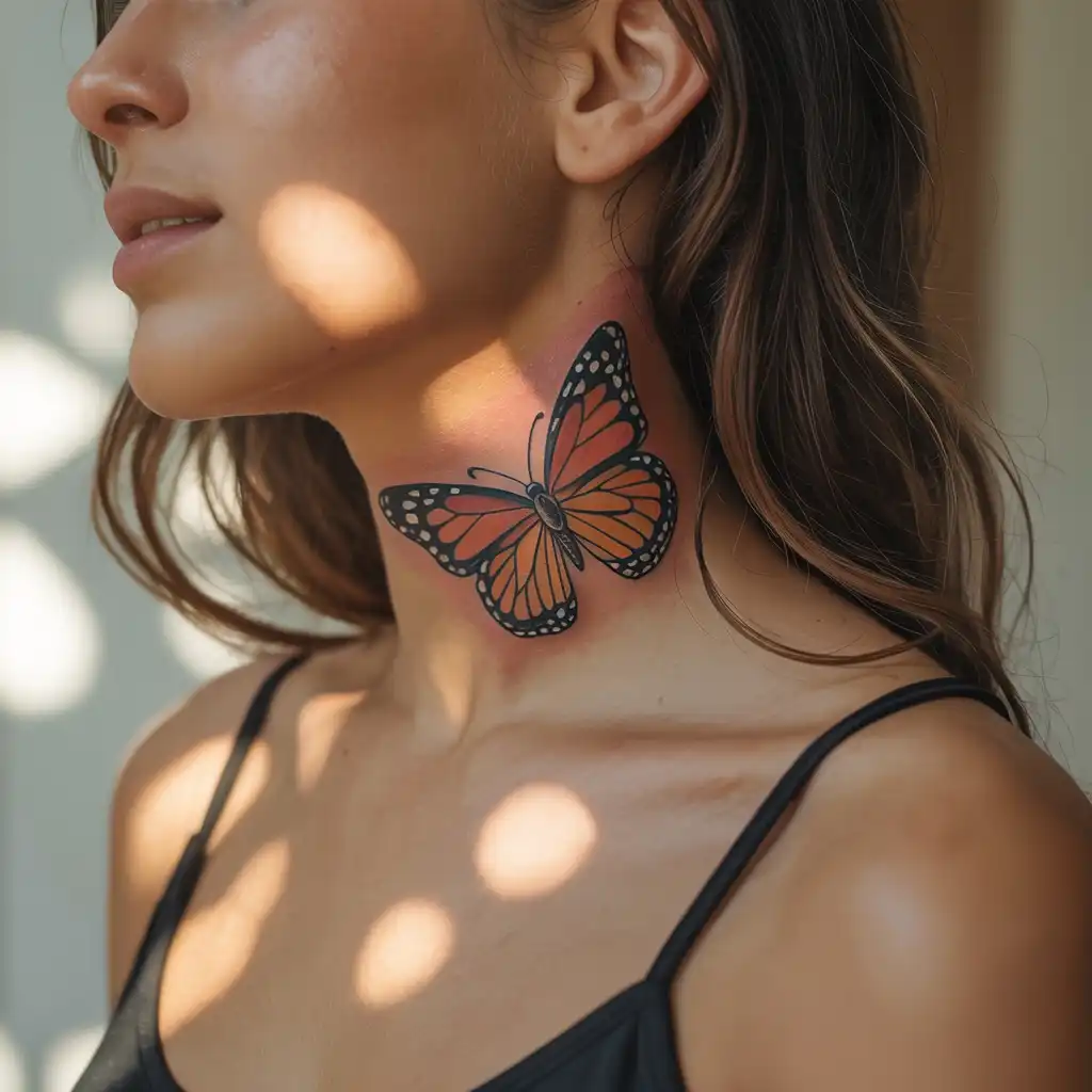 Butterfly Neck Tattoo