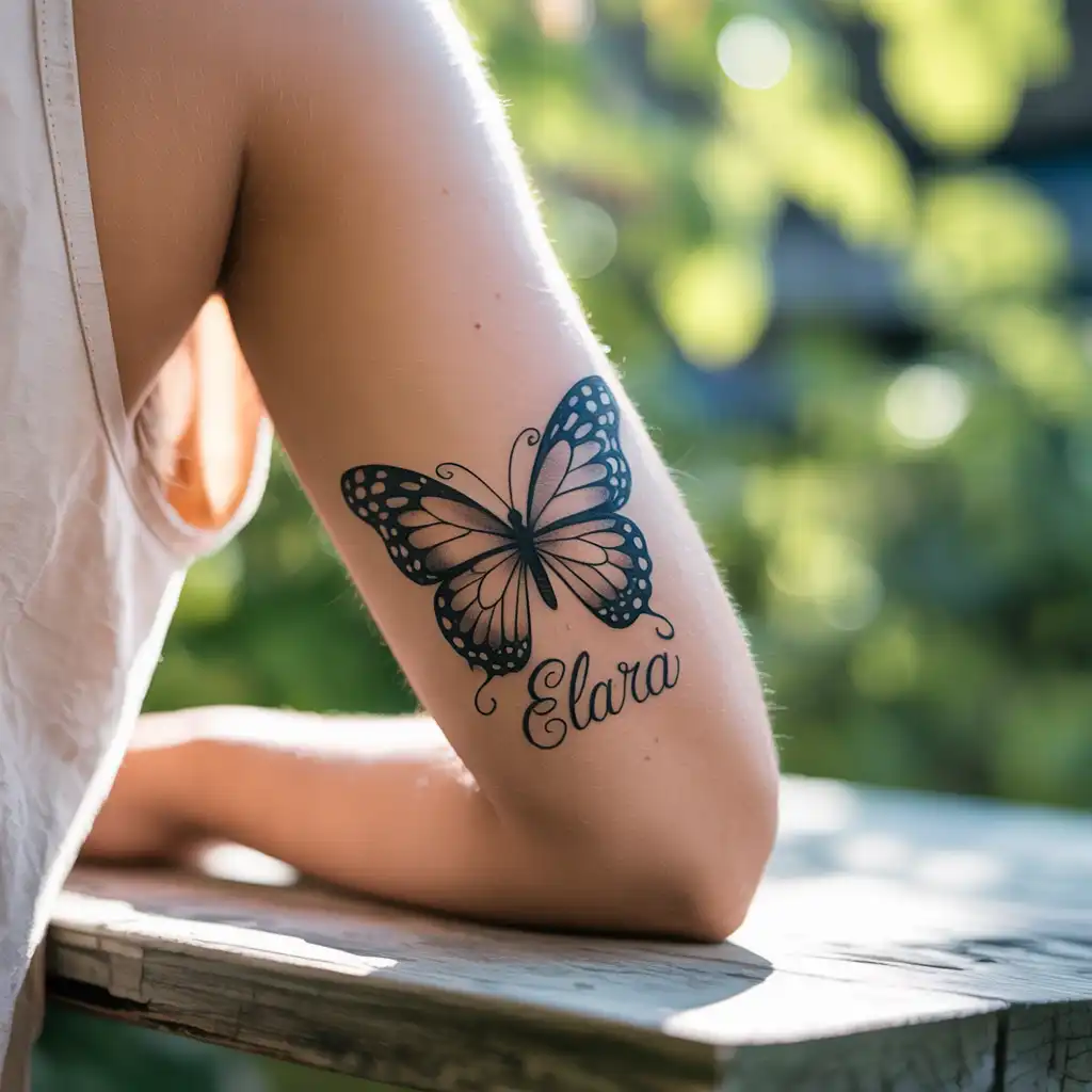 Butterfly With Name Tattoo