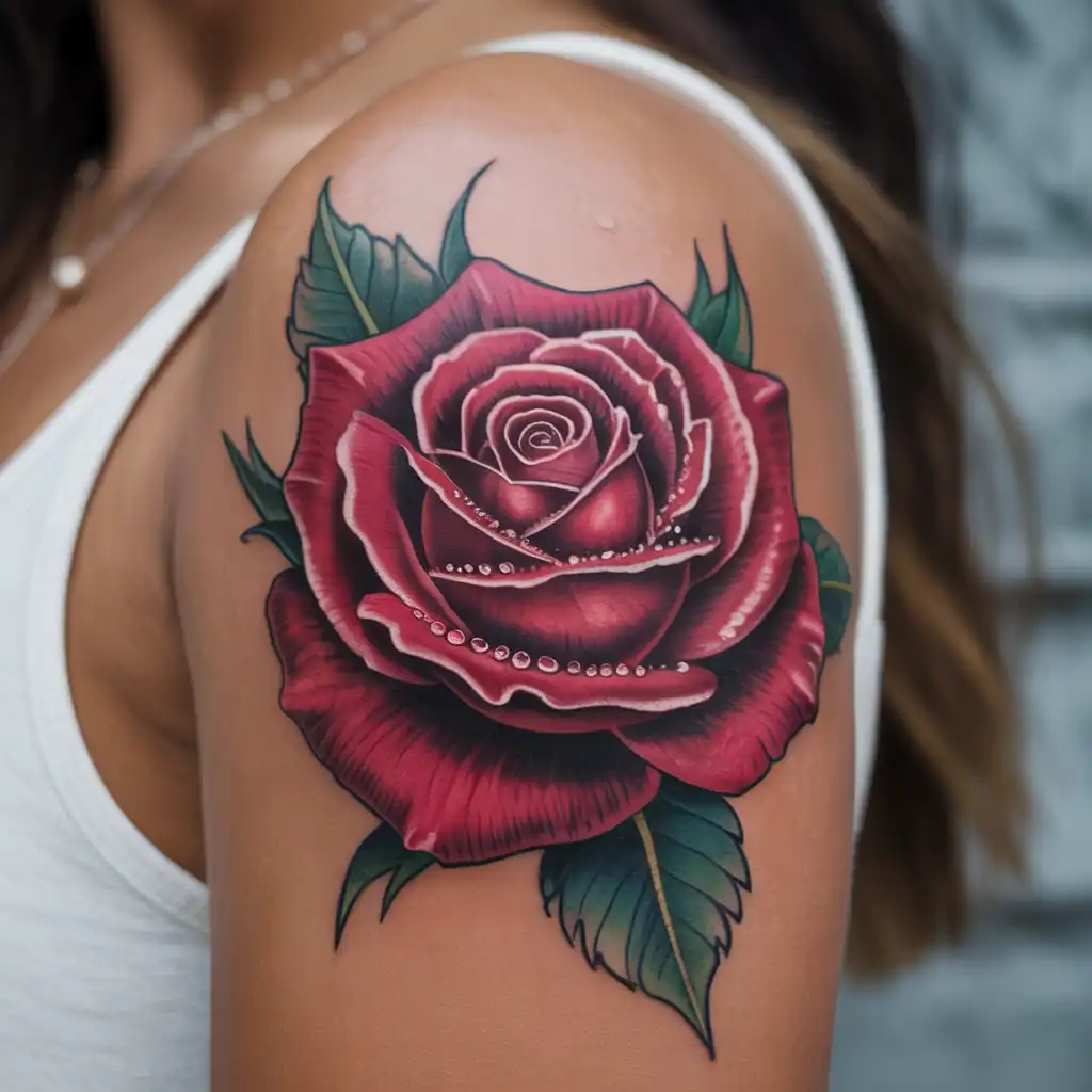 Classic Red Rose Tattoo