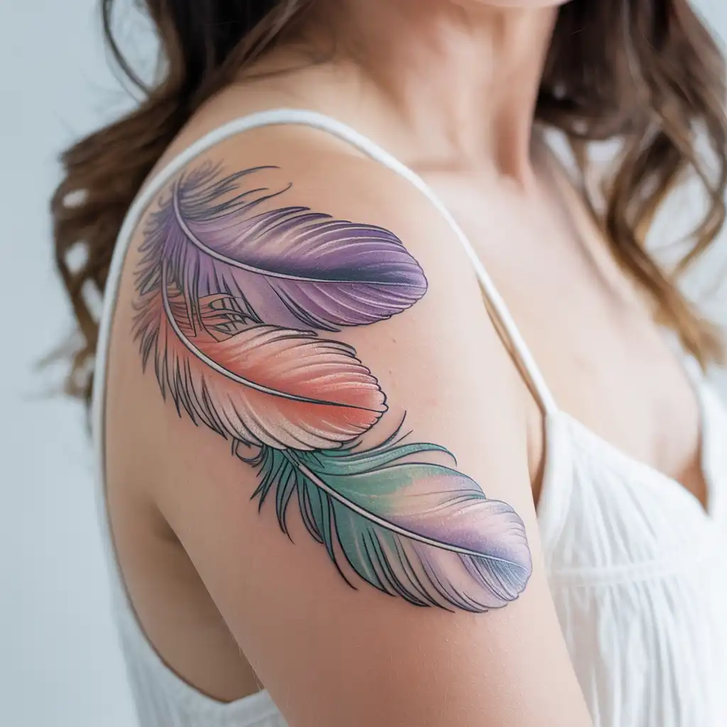 Colorful Feather Tattoo