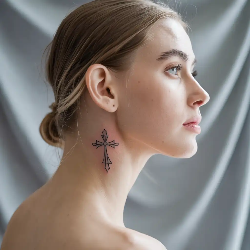 Cross Neck Tattoo