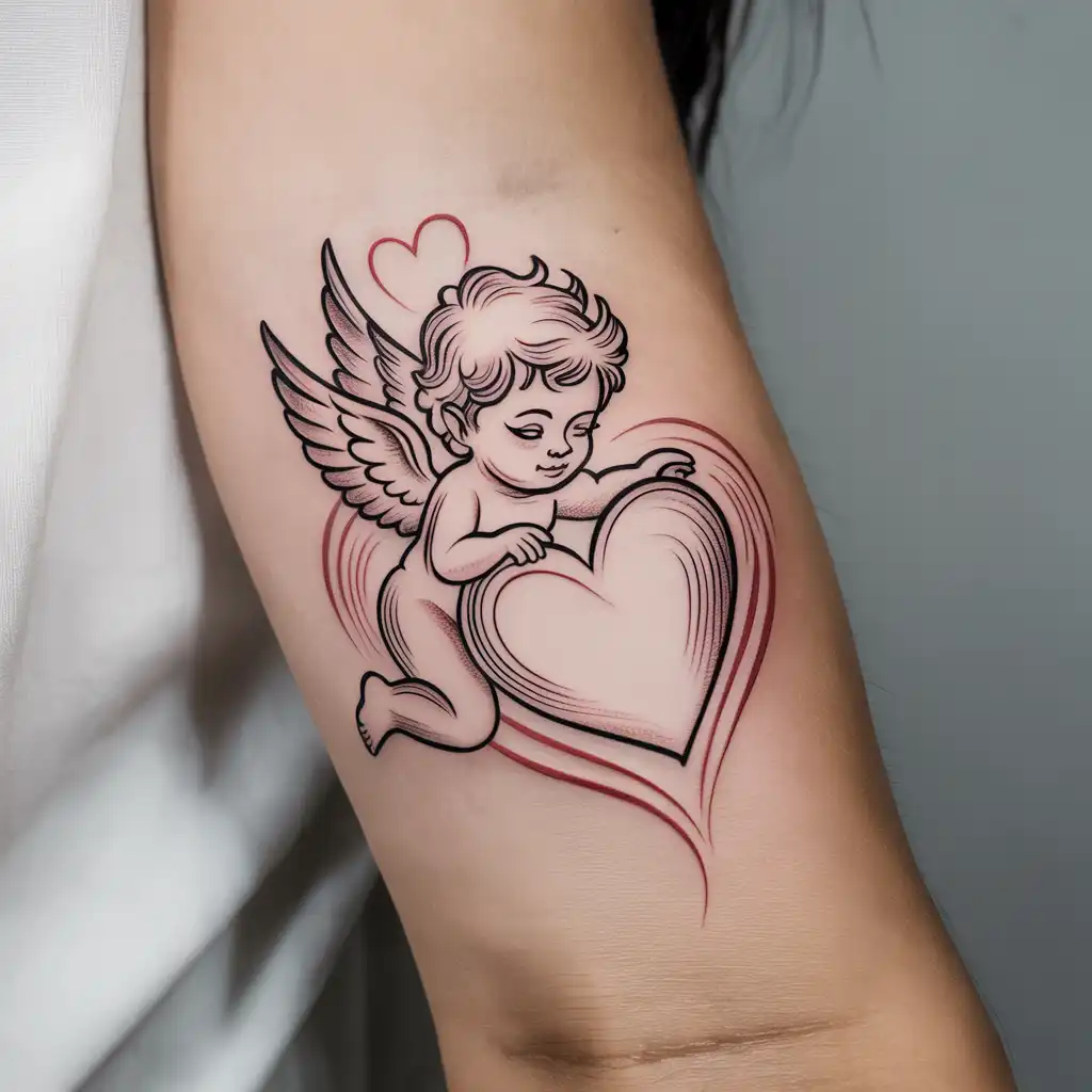 Cupid Heart Flash Tattoo