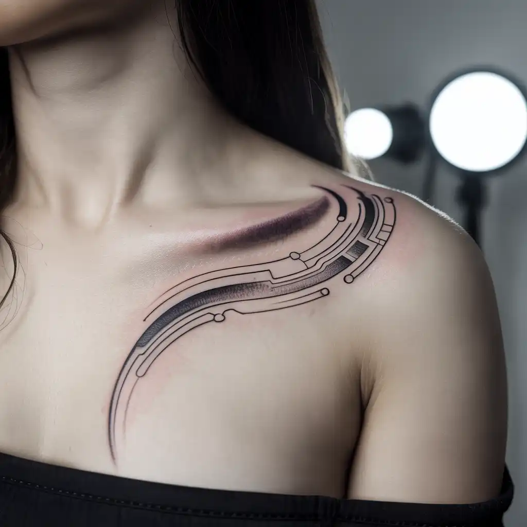 Cyber Sigil Collarbone Tattoo