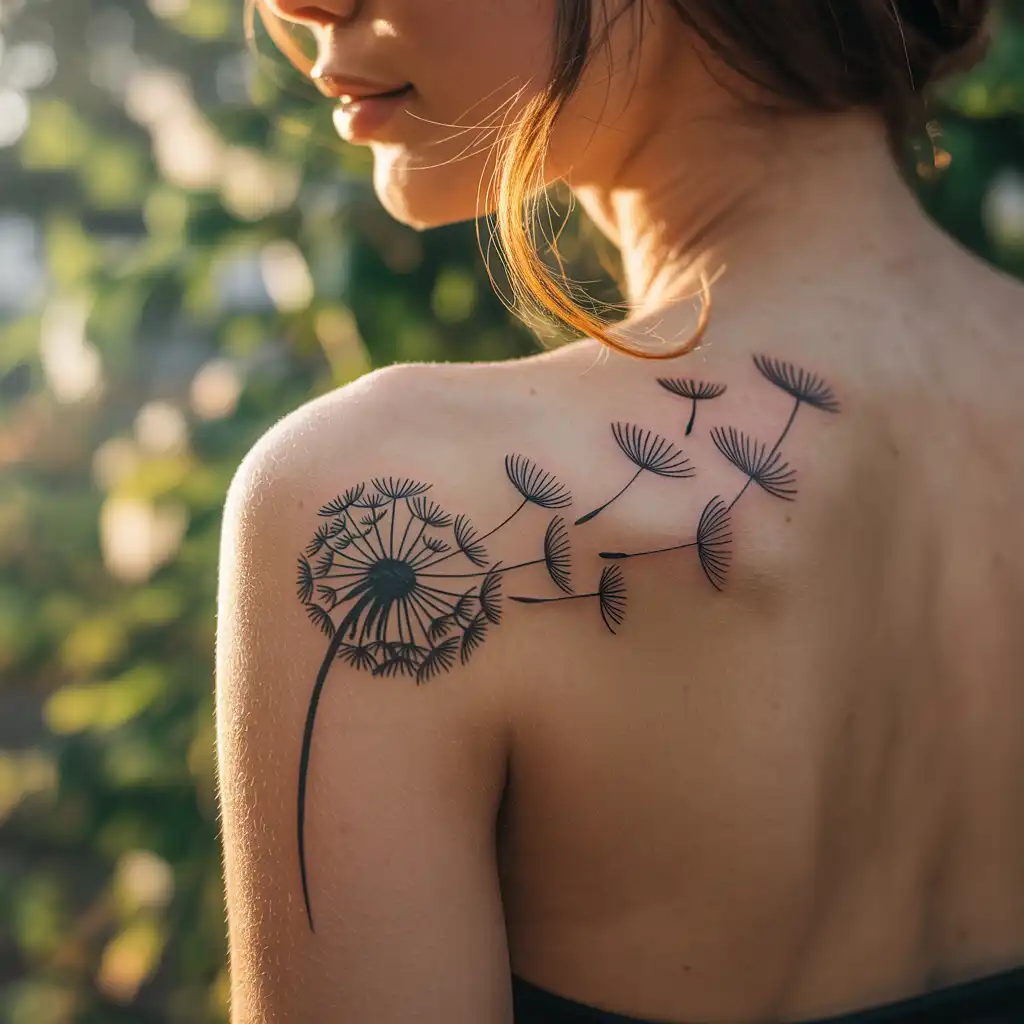 Dandelion Shoulder Tattoo