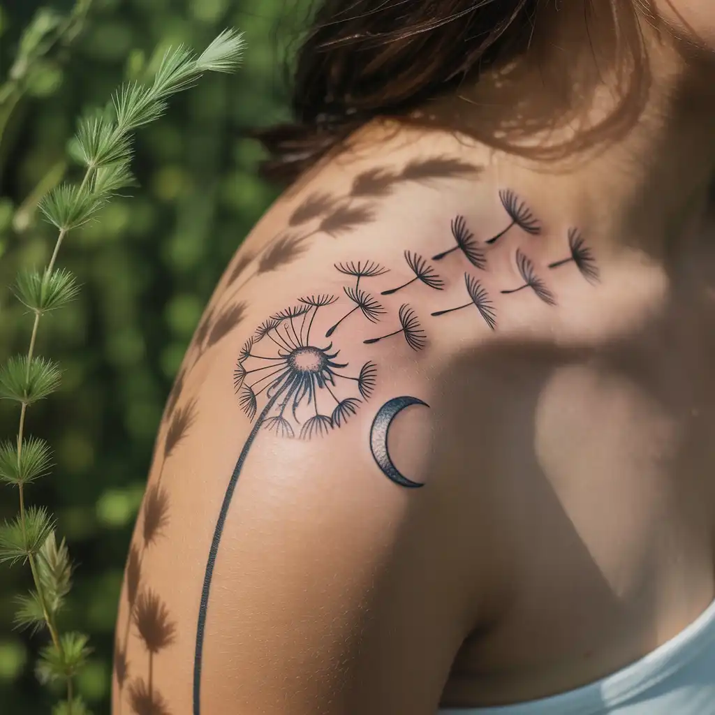 Dandelion with Moon Symbol