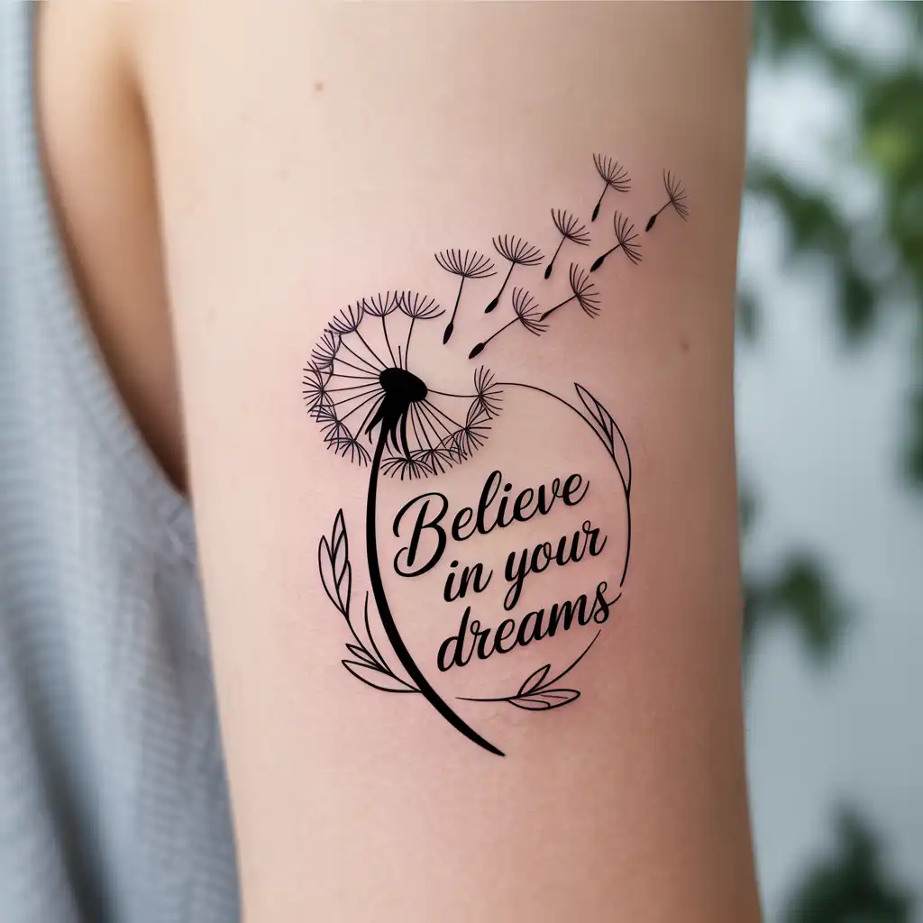 Dandelion with Quote Tattoo