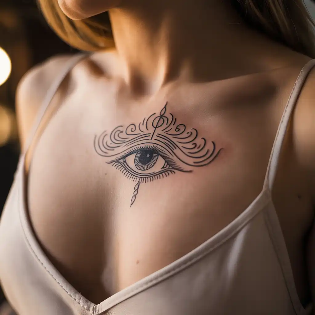 Eye Symbol Chest Tattoo