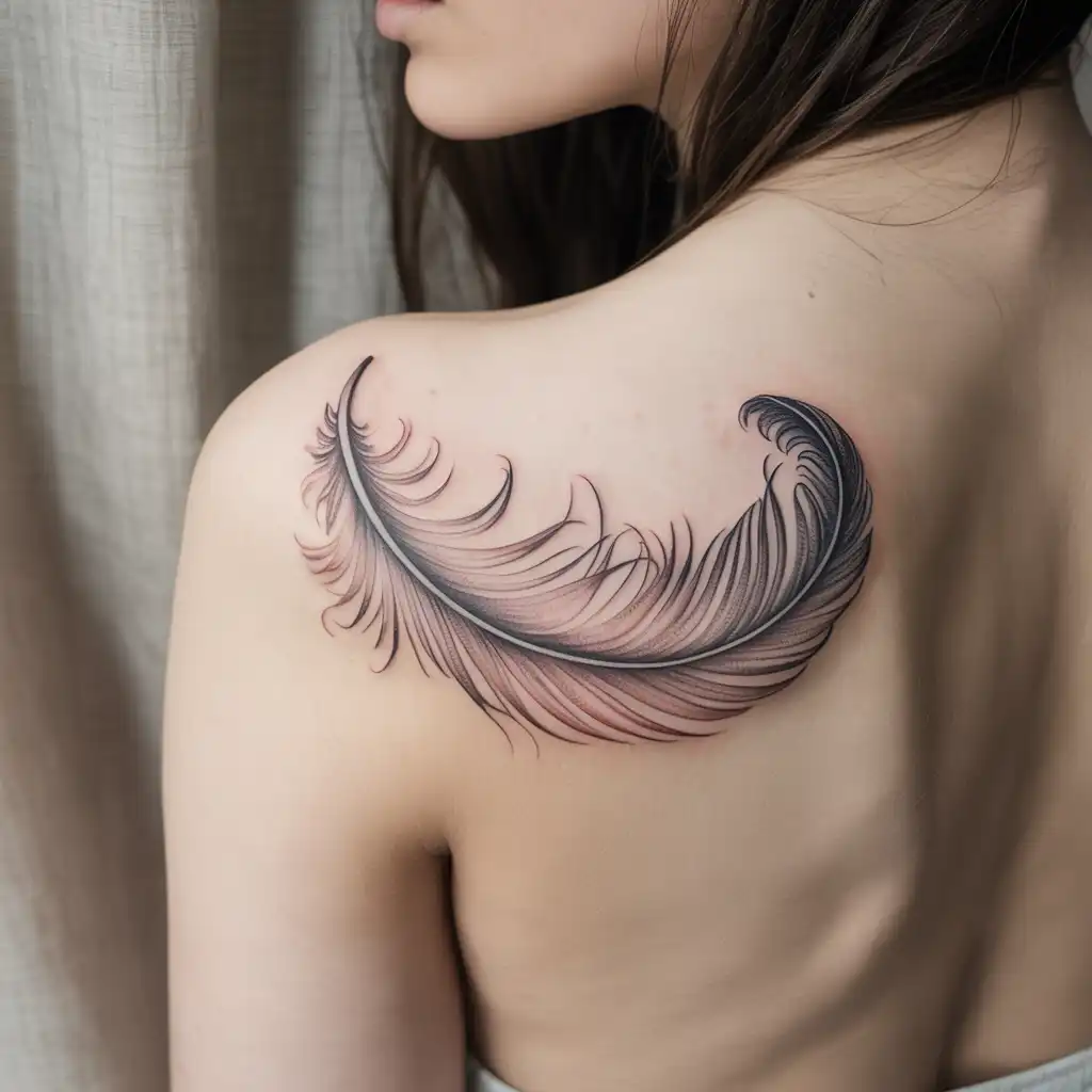 Falling Feather Tattoo