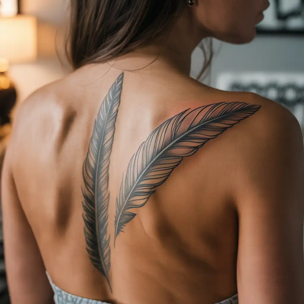 Feather Back Tattoo