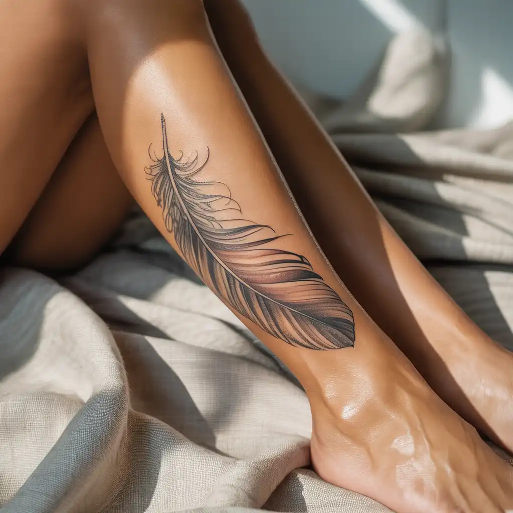 Feather Leg Tattoo