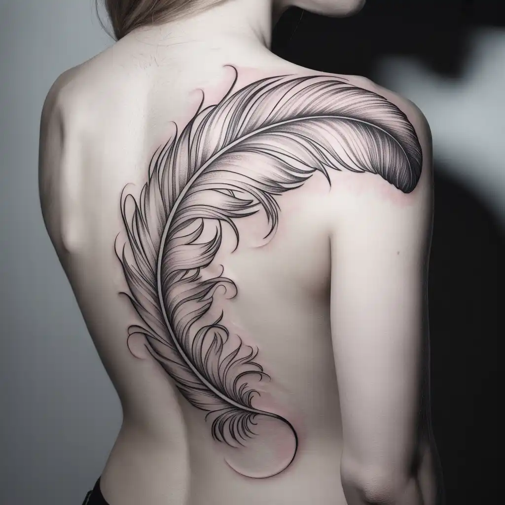 Feather Sketch Tattoo