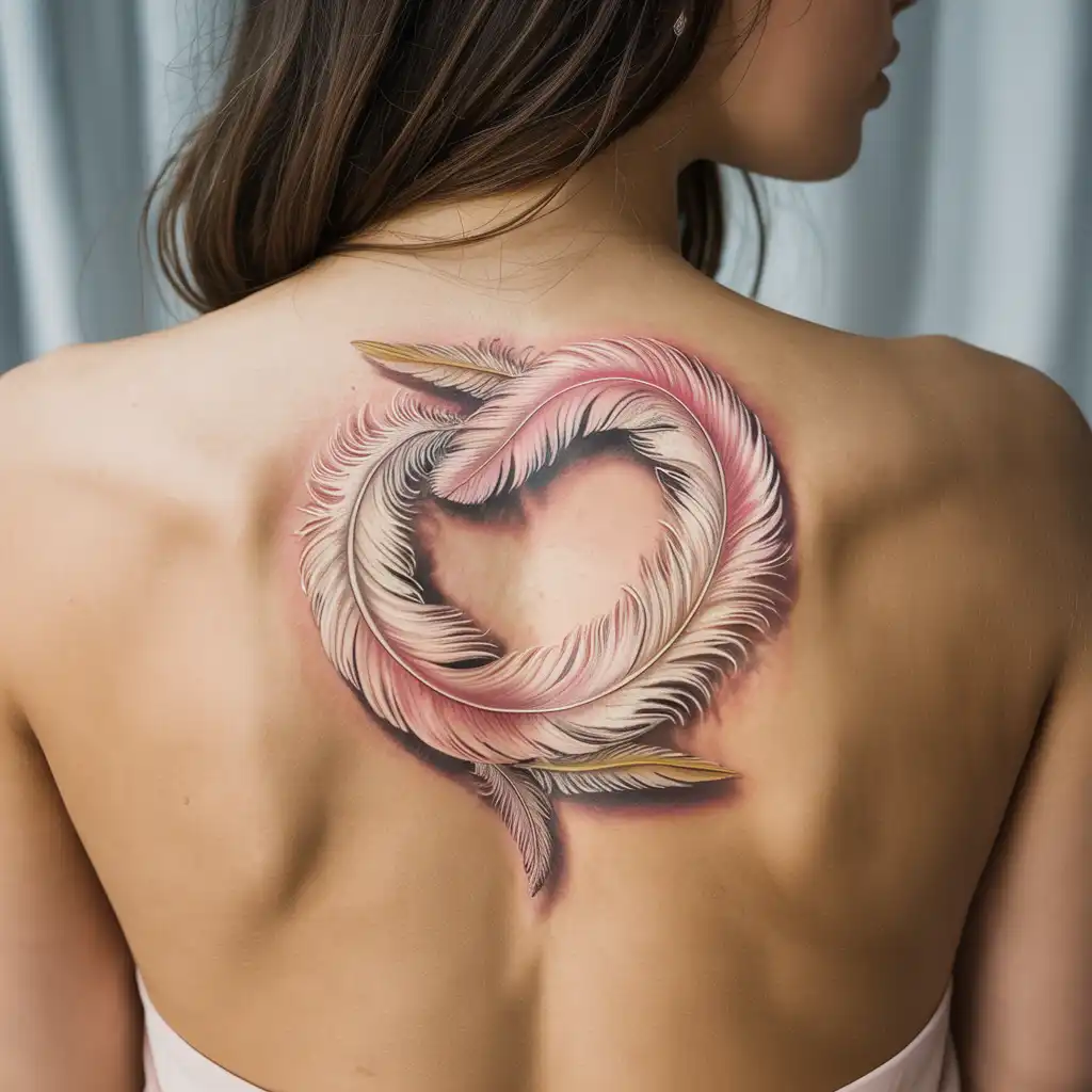 Feather with Heart Tattoo