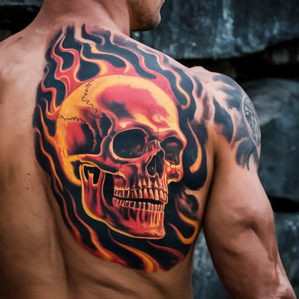 Flaming Skull Tattoo