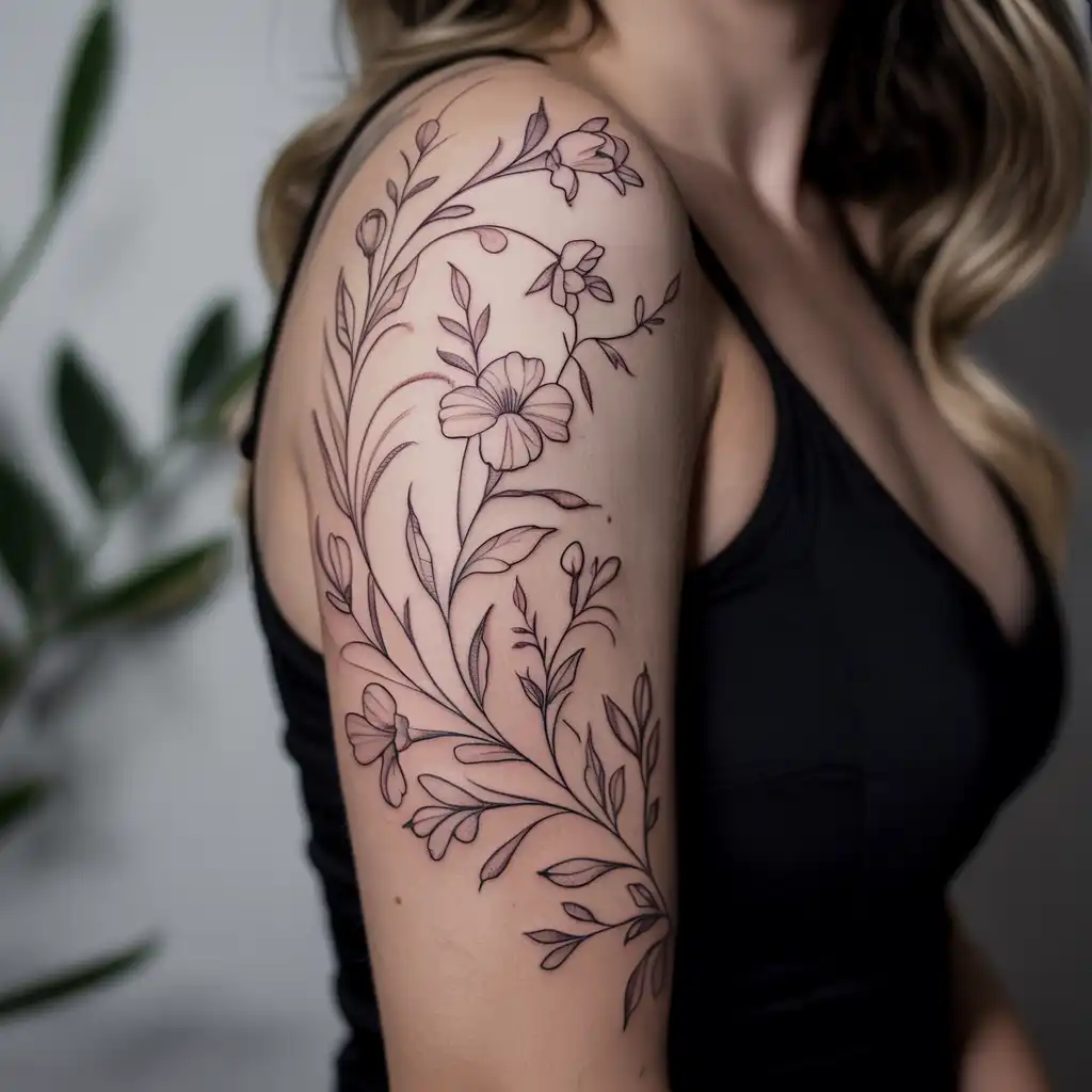 Floral Linework Elegant Sleeve