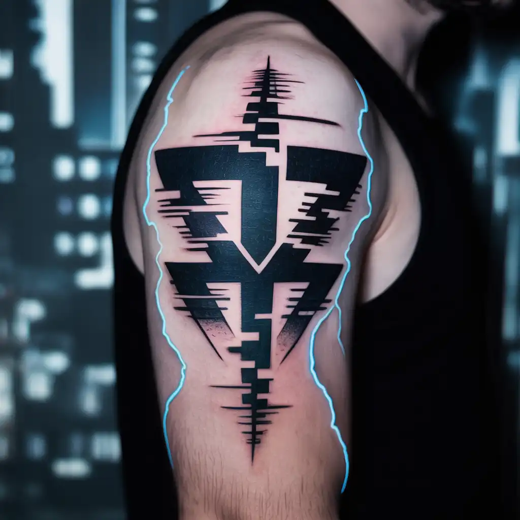 Glitch-Inspired Sigil Tattoo
