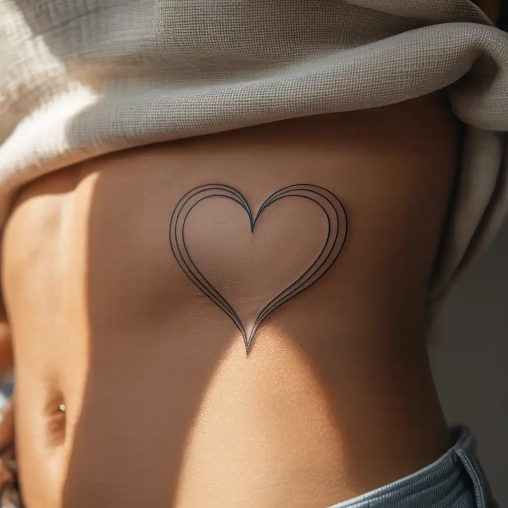 Heart Outline Stomach Tattoo
