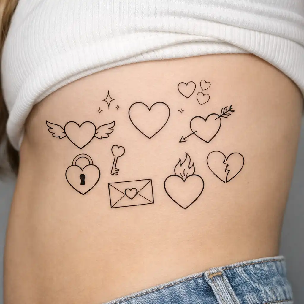 Heart Outline Tattoo Flash