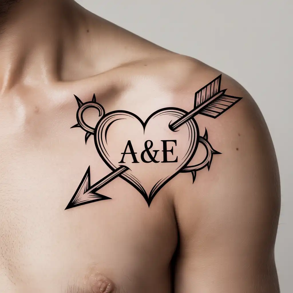 Heart with Initials Flash Tattoo