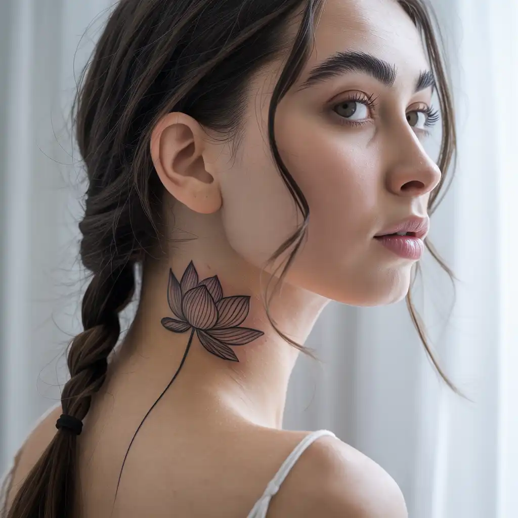 Lotus Neck Tattoo